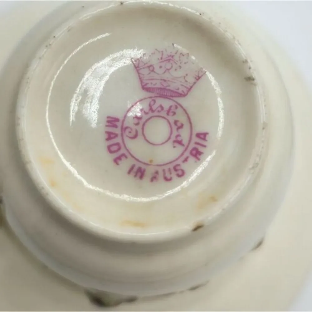 Antique French porcelain teacups & saucers set